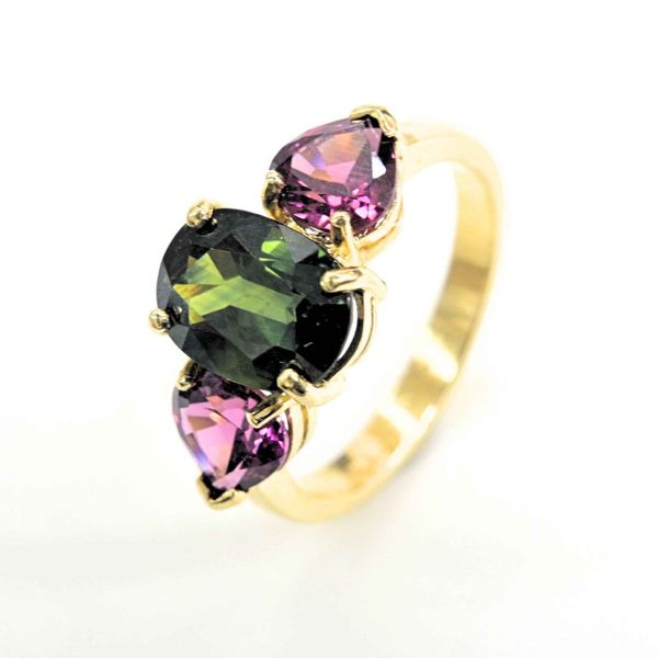 Enchanted Green Sapphire - Green Sapphire & Rhodolite in 18K Gold