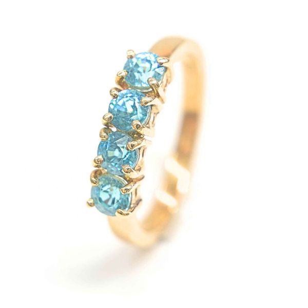 Celestial Row - Blue Zircon & 18K Gold Ring