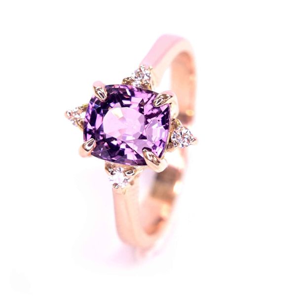 Exquisite Cushion Spinel Diamond Ring - Timeless Elegance in Rose Gold