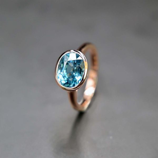 Fine Natural Blue Zircon Handmade Ring