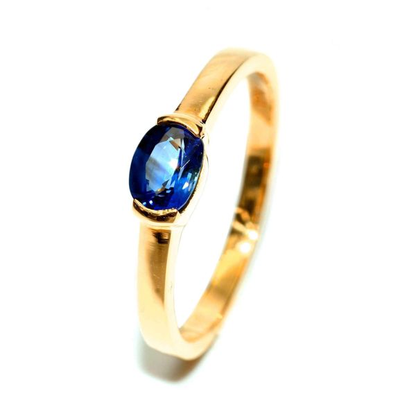 Half Bezel Blue Sapphire Ring