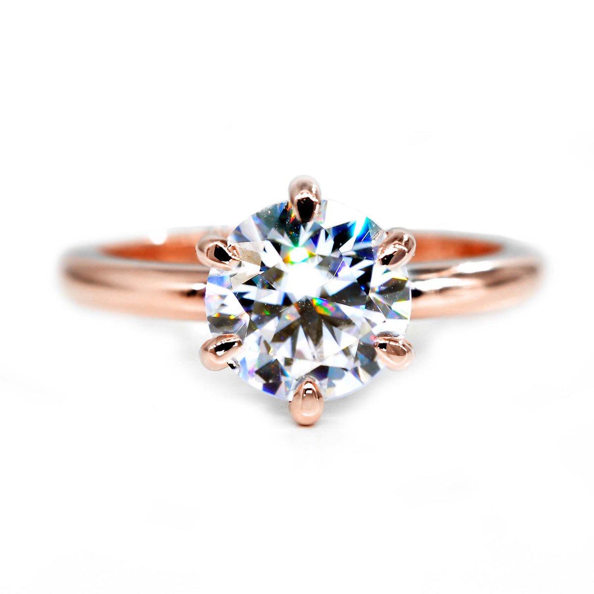 Sparkling Moissanite Gold Engagement Ring - 14K Rose Gold Elegance