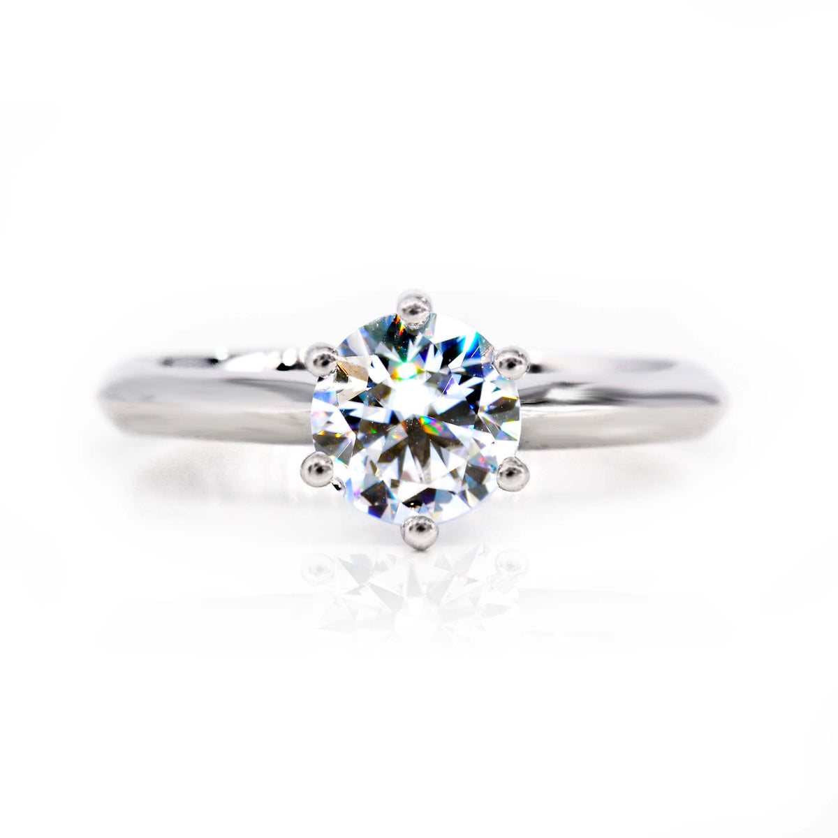Moissanite Ring Silver: Brilliant Star Engagement Ring